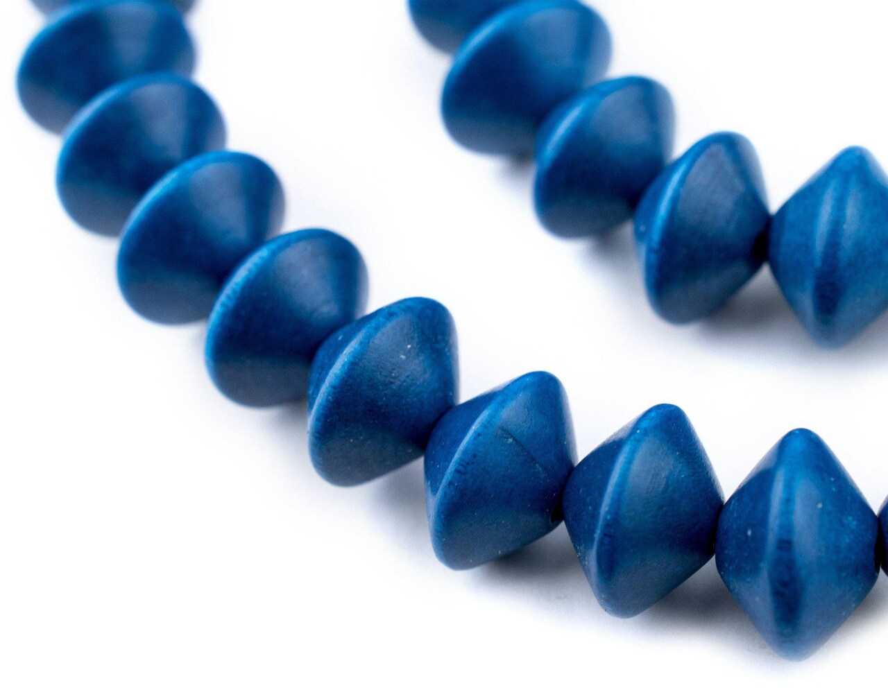 The Bead Chest Azul Blue Bicone Natural Wood Beads (10x15mm): Organic Eco-Friendly Wooden Bead Strand for DIY Jewelry, Crafts, Necklace and Bracelet Making